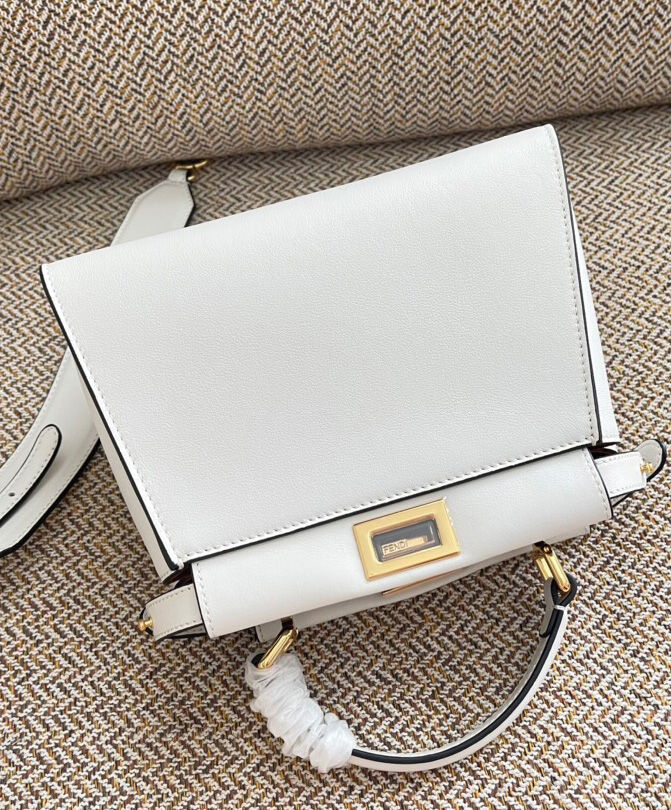 Fendi Peekaboo Iconic Leather Mini Bag 8BN244 Cream